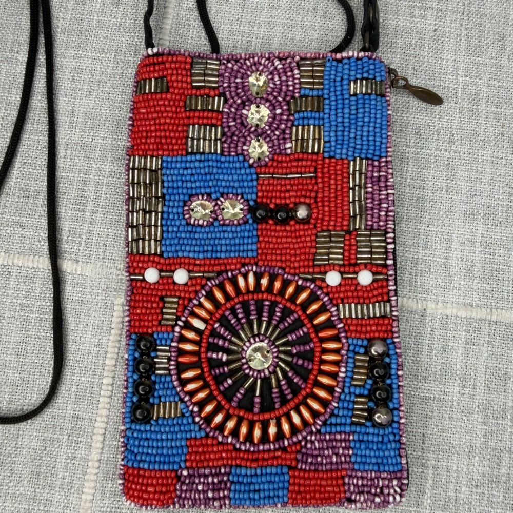 Bamboo Trading Co Beaded Wristlet Phone Purse Mini Bag